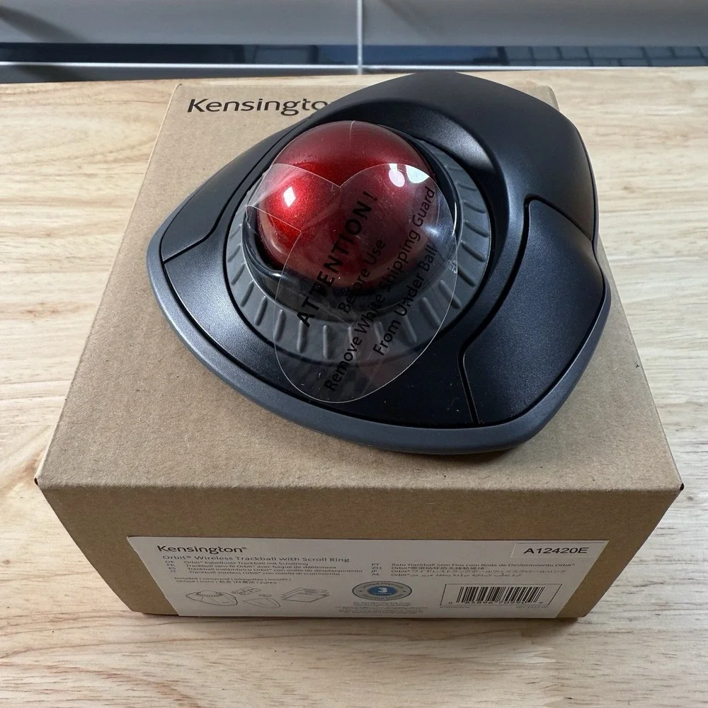 Kensington Orbit Wireless Trackball Mouse with Scroll Ring Black/Red‎ (K70990WW)